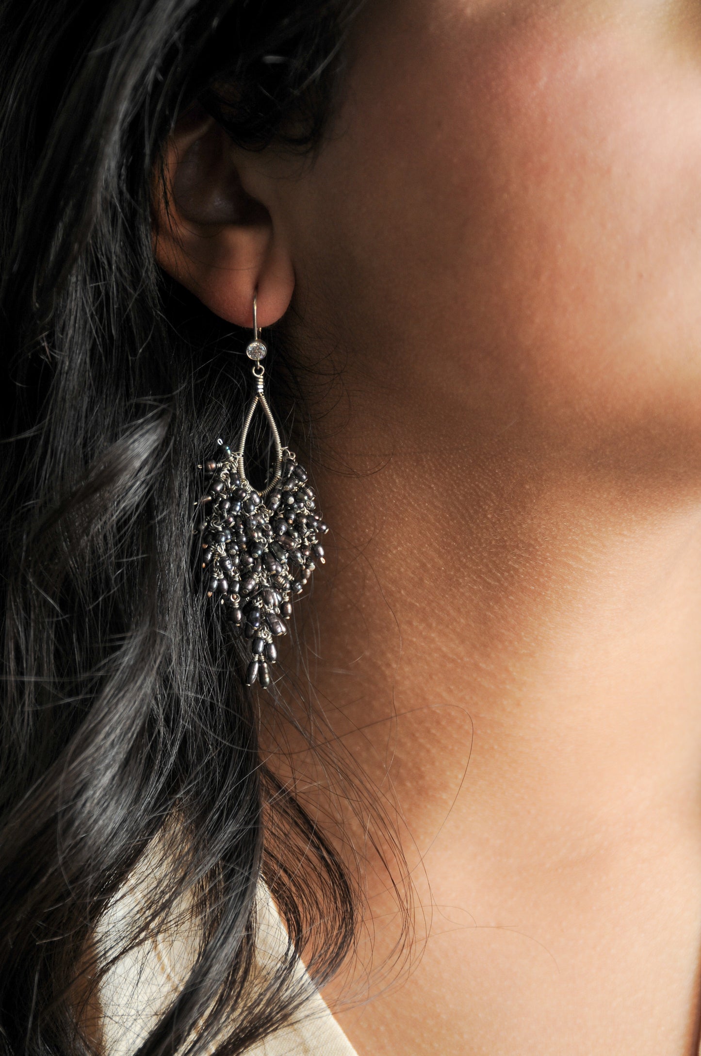 Black fresh water pearl Earrings