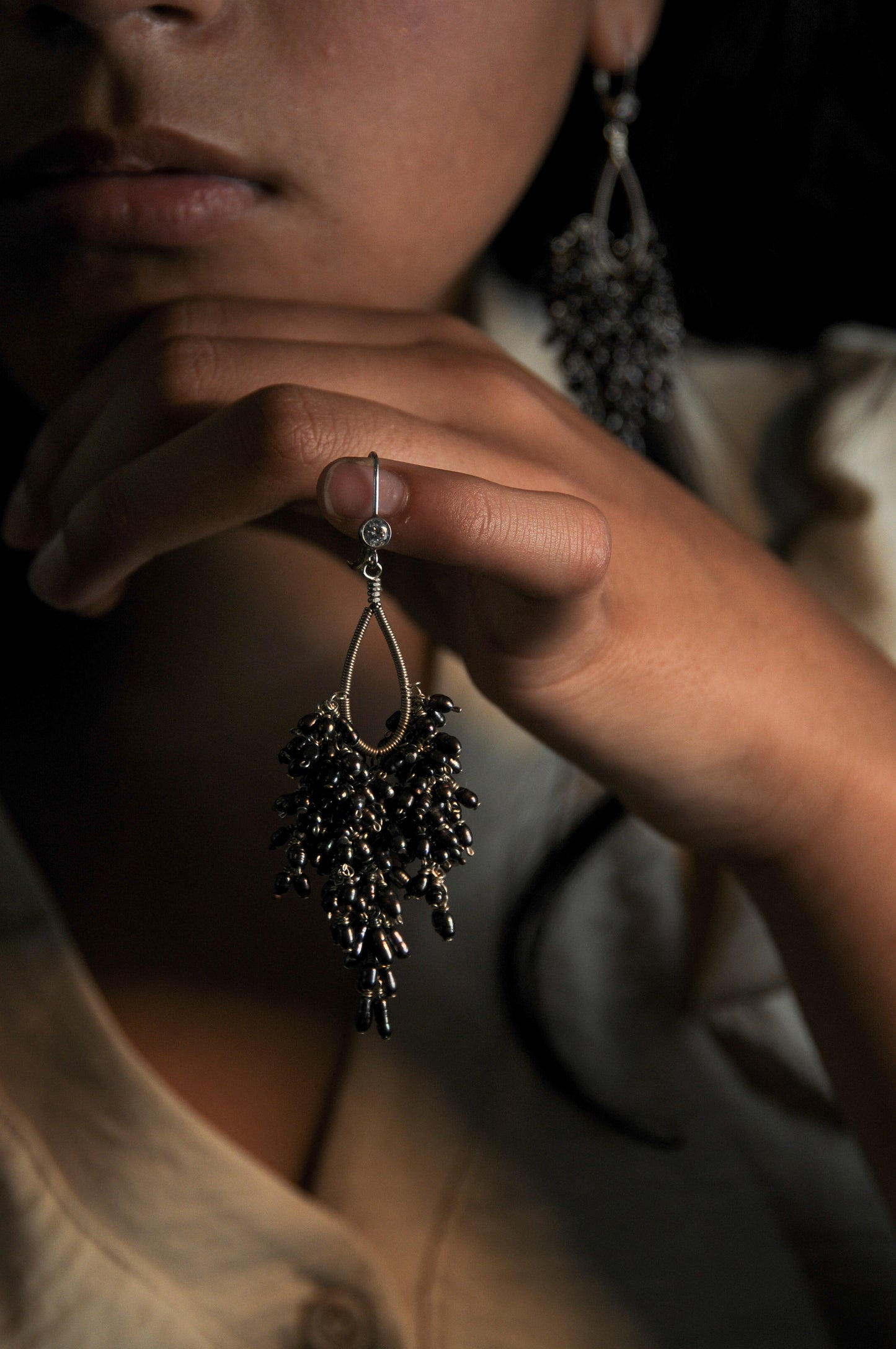 Black fresh water pearl Earrings