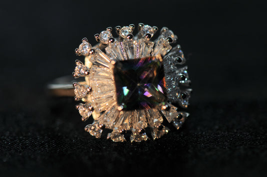 Square Cut Mystic Ring